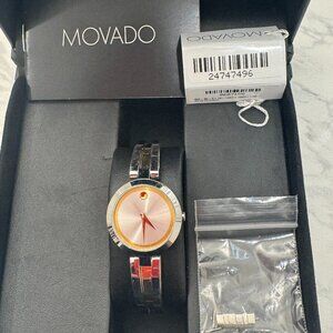 Movado Women's Aleena Silver Dial Two Tone Bangle Watch